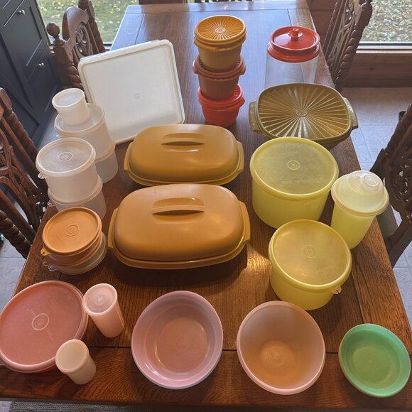 VINTAGE TUPPERWARE - HARVEST GOLD 1273 VEGETABLE & RICE STEAMER (x2) - Picture 6 of 7